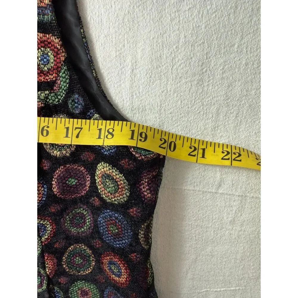 Christopher & Banks Vest Women Art To Wear Circle Geometric‎ Pattern Collar Sz M